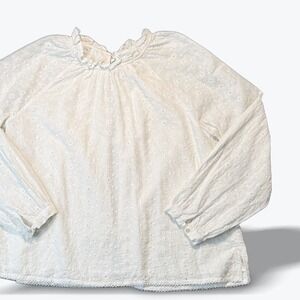 Cleobella White Eyelet Cotton Blouse Open Back Tie Floral Embroidery Small